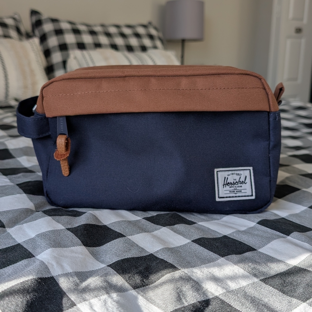 Herschel Supply Company Blue and Tan Toiletry Bag